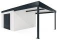 Garden house with garage door and 3m right side gazebo in white